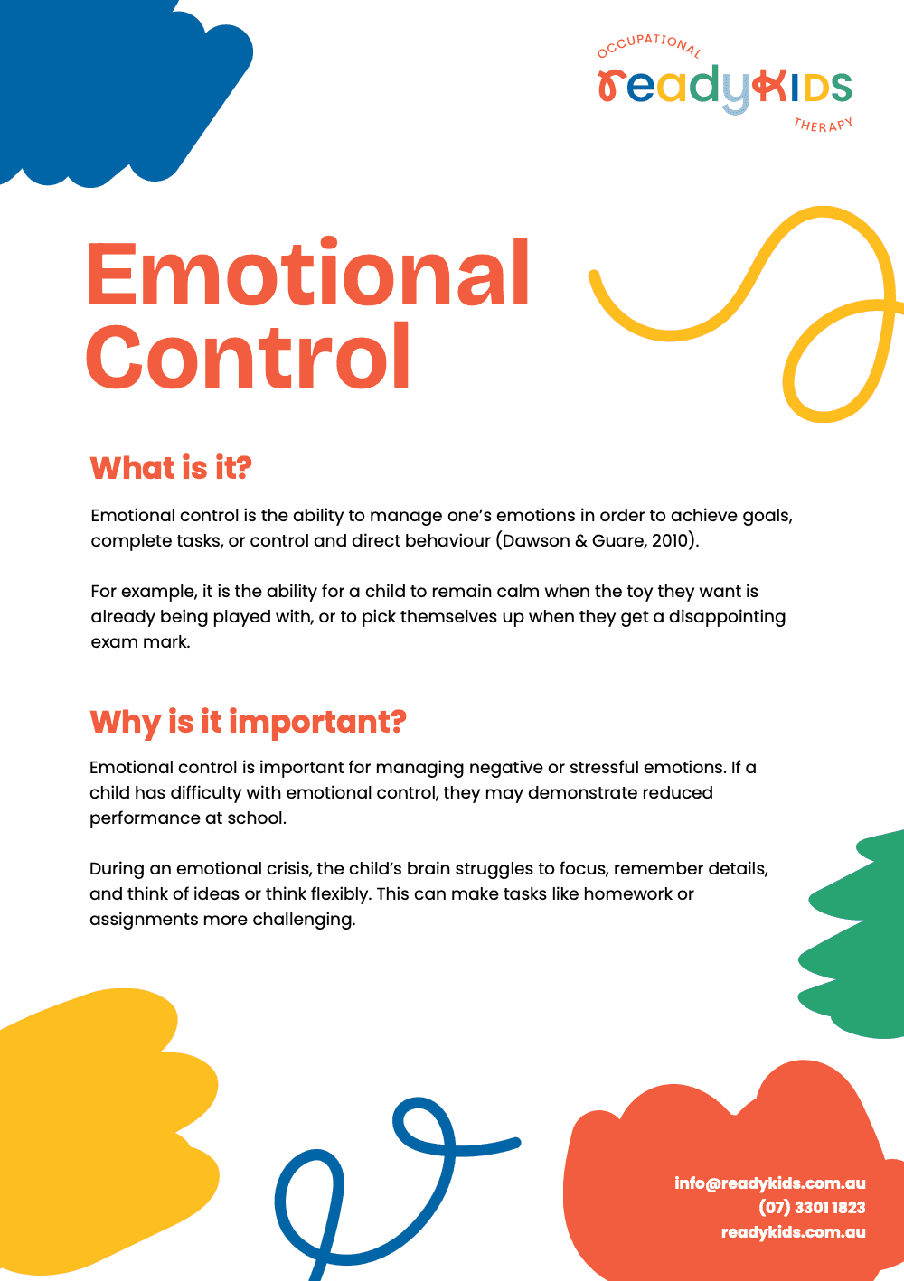 Emotional Control printable resource