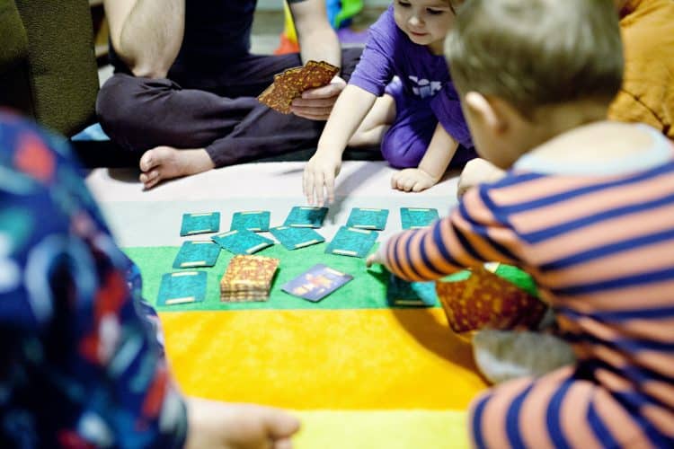 kids playing games with dad