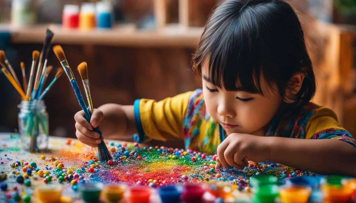 kid doing art