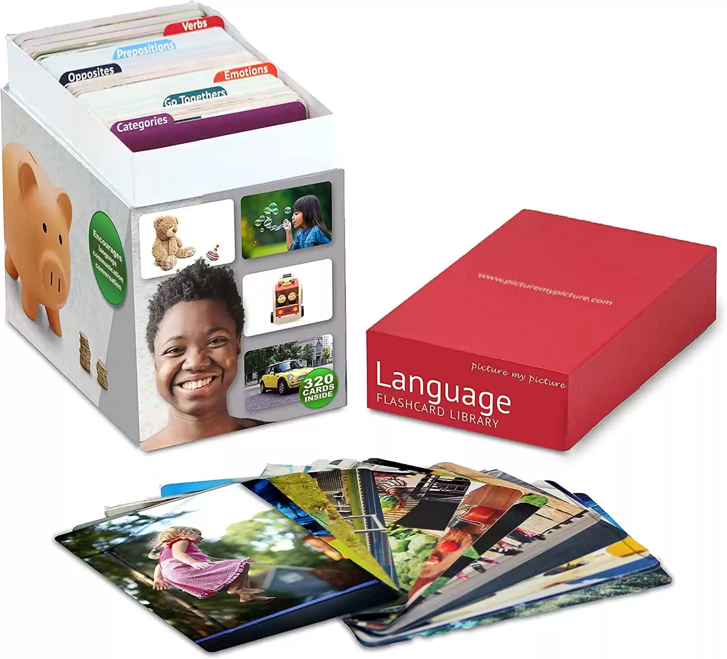 Language Flash Card Library | Emotions, Verbs, Prepositions, Categories, Go Togethers, Opposites Photo Cards