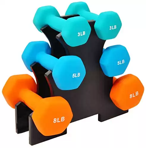 Dumbbell Set with Stand 3, 5, 8 lbs Pairs